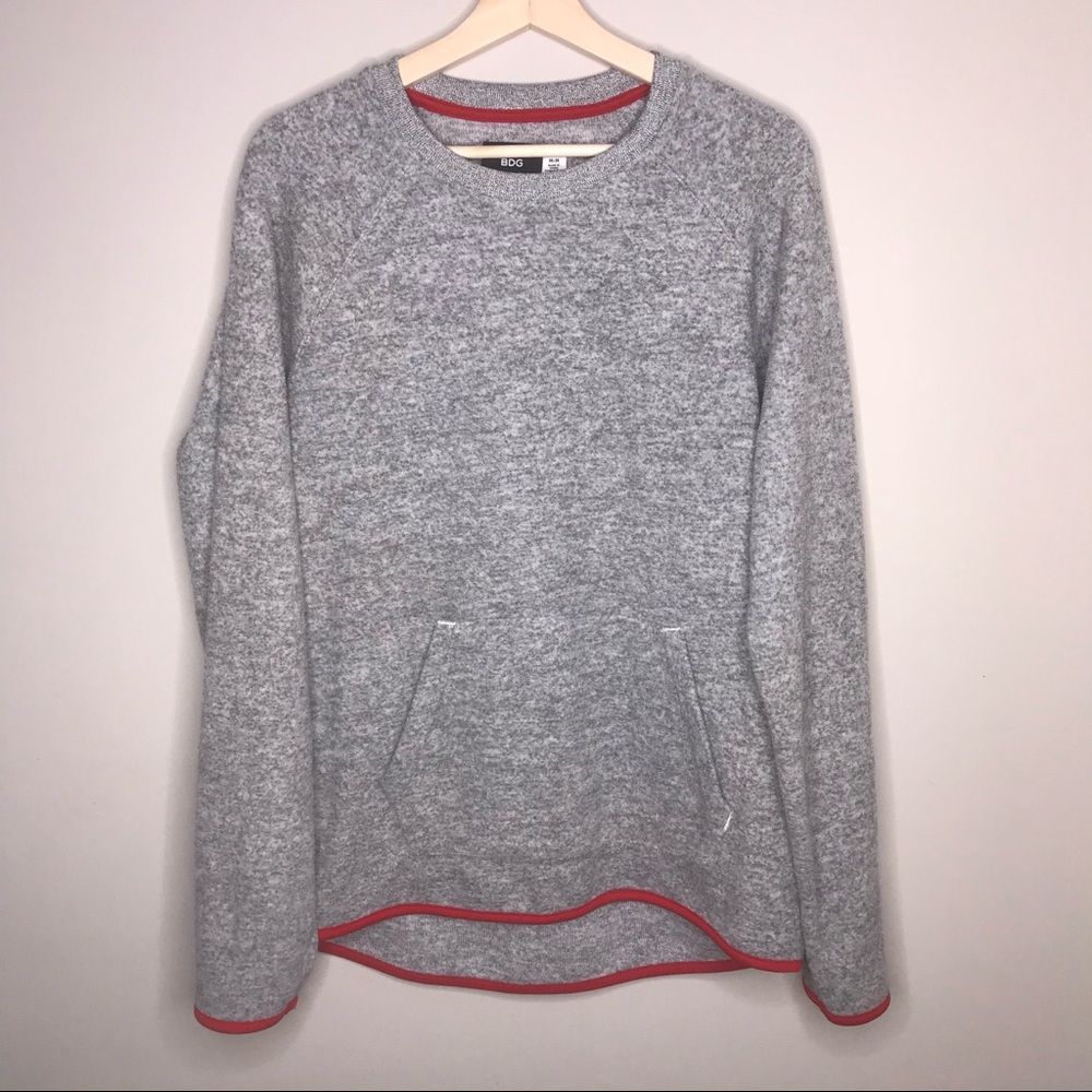 Women’s Gray Sweater with Red Trim